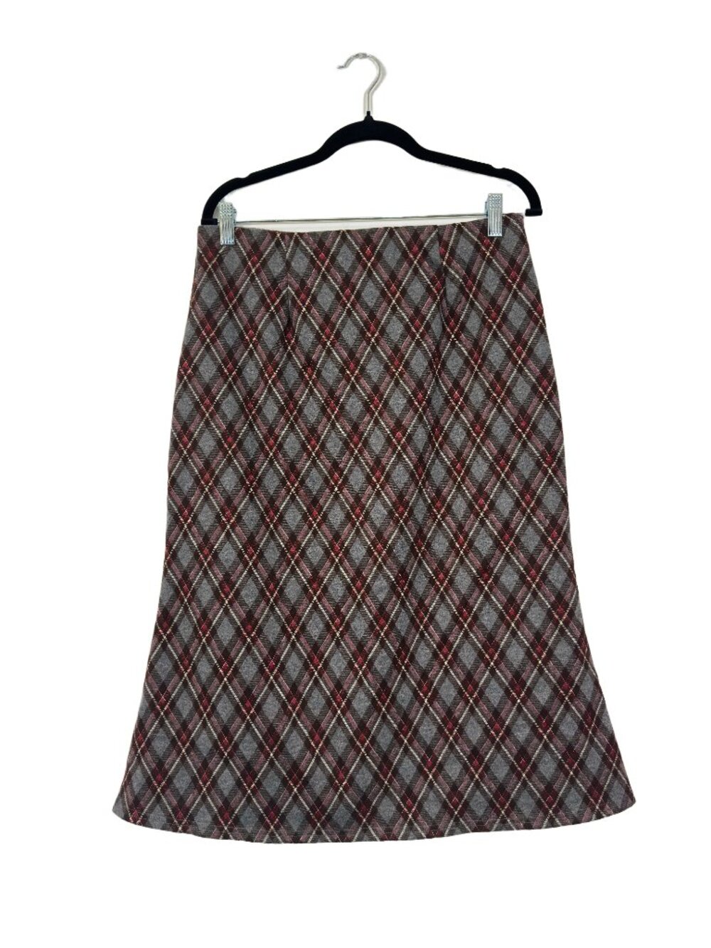 CIDER Women's Plaid A-Line Skirt Size L Dark Academia Preppy Classic Fall Office